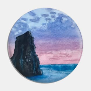 Ocean Sunrise Watercolor Painting Pin