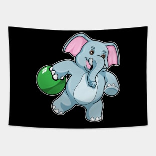 Elephant at Bowling with Bowling ball Tapestry