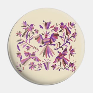 Pink purple otomi tenango mexican fabric birds and flower embroidery interior design Pin