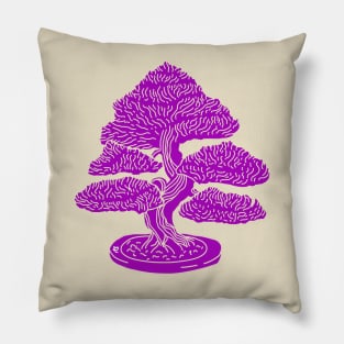 Purple Bonsai Woodblock Pillow