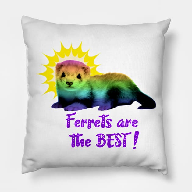 Ferrets Are The Best! Pillow by CeeGunn