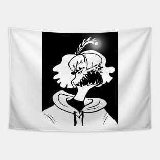 Sea Creature Girl (black and white) Tapestry