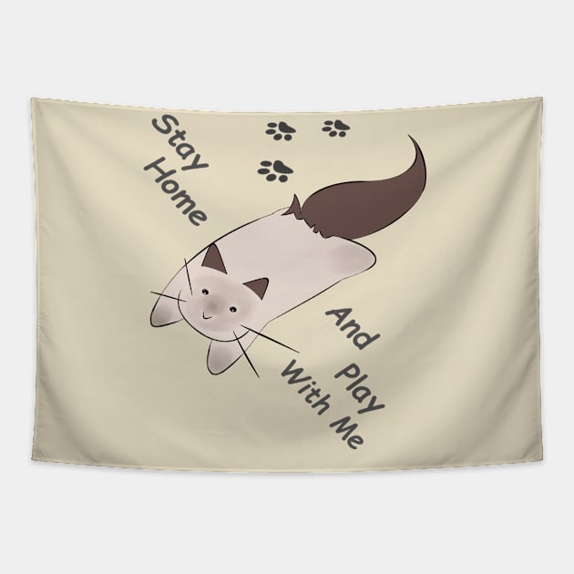 Quarantine cat, Stay At Home Order From your Cat T-Shirt Tapestry by TATOH