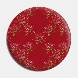 Water Lilies in Ruby Red Birthstone Color Background Pin