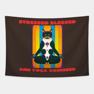 Stressed blessed and yoga obsessed Tapestry