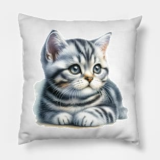 American Shorthair Watercolor Kitten - Cute Kitties Pillow