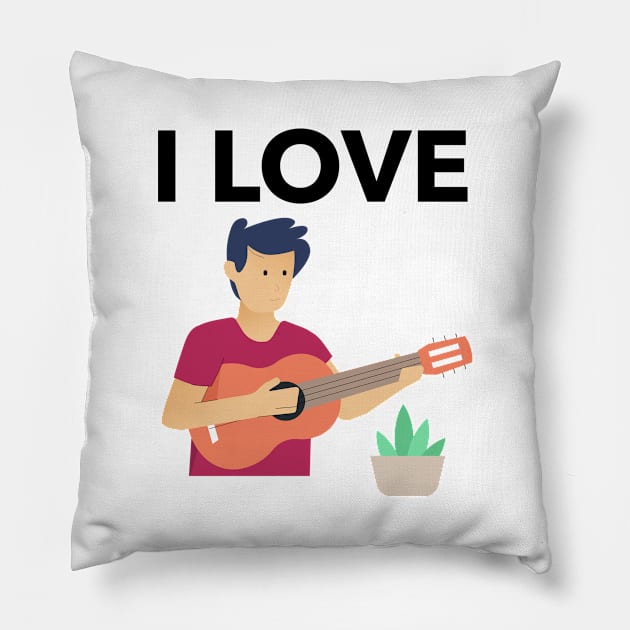 I Love Guitar Pillow by Jitesh Kundra