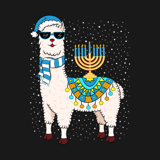 Menorah Hanukkah Llama Cute Alpaca Chanukah T-Shirt