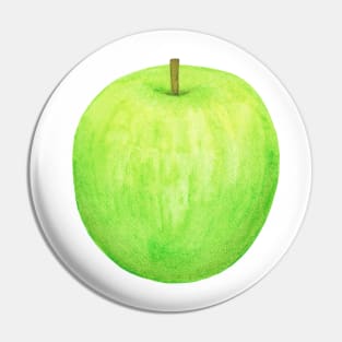 Green Apple ~ Watercolor painting & pattern Pin