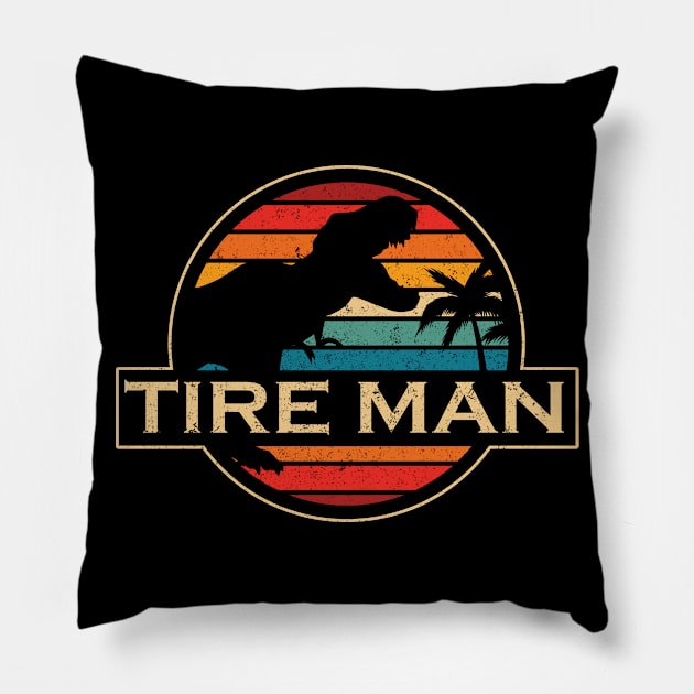 Tire Man Dinosaur Pillow by SusanFields