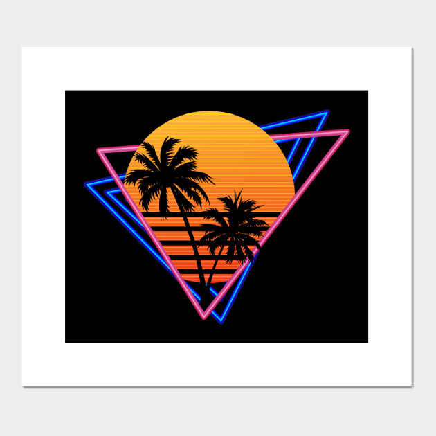 80s Retro Neon Synthwave Inspired Sunset And Palm Trees 80s Retro Posters And Art Prints Teepublic