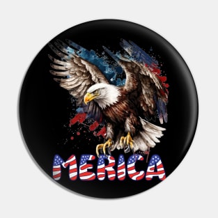 4th Of July Patriotic USA Flag Bald Eagle Merica Pin