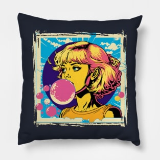 Girl chewing gum Pillow