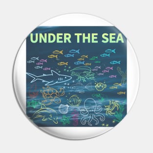 under the sea,blue sea,sea creatures,Turtle, puffer fish, starfish, shrimp, shark, tropical fish, sea horse, seaweed, sardines, squid, crabs, clams Pin