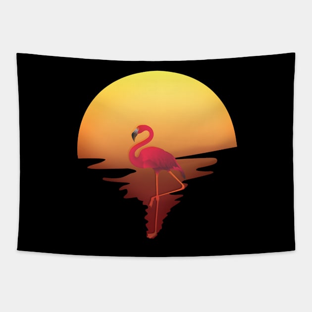 Flamingo Sunset Tapestry by MiruMoonie