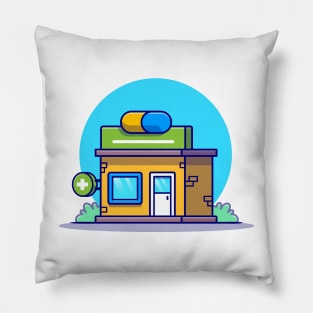 Drugstore Building Cartoon Illustration Pillow