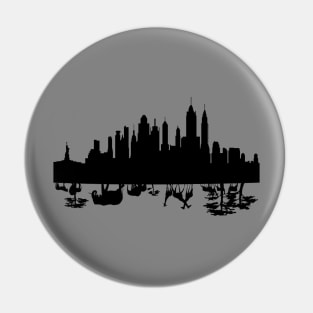 NYC Safari Skyline Silhouette Pin