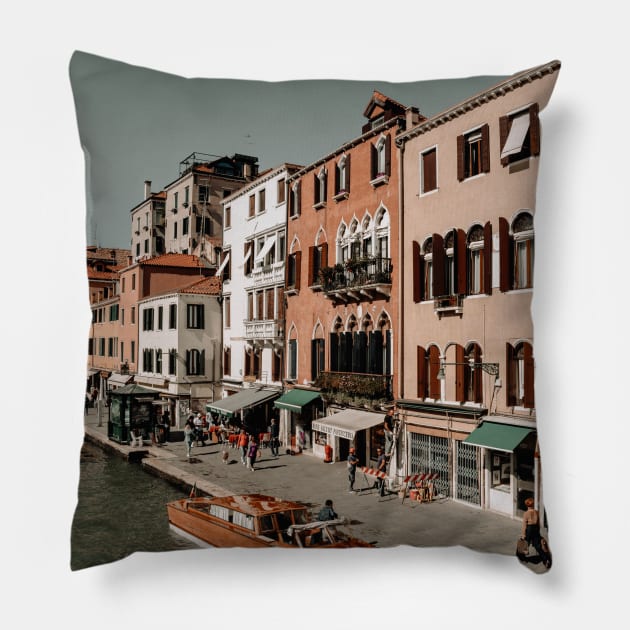 Pink Buildings Venice Architecture Photography Pillow by A.P.