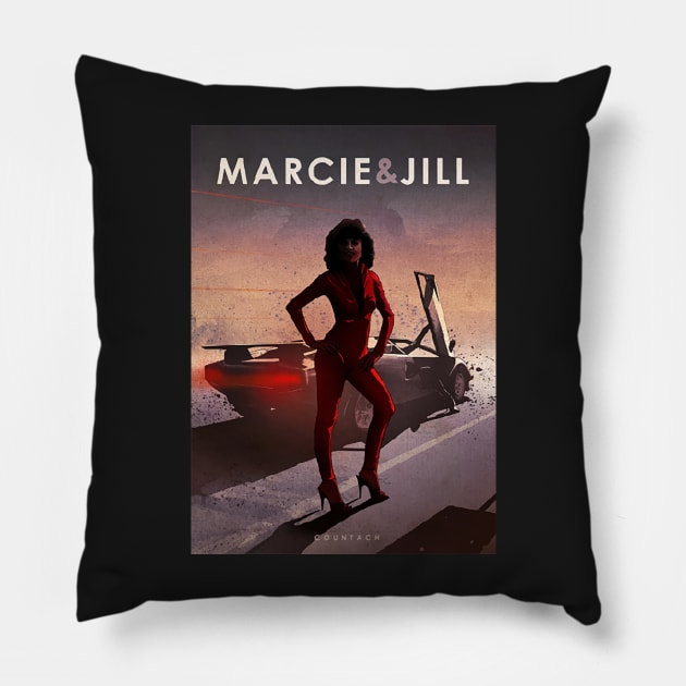 Cannonball Run Marcie and Jill - Lamborghini Countach - Car Legends Pillow by Great-Peoples