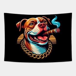 The Dog Life Pitbull Cigar Tapestry
