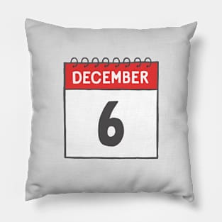 December 6th Daily Calendar Page Illustration Pillow