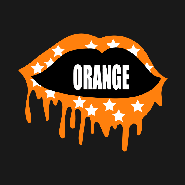 bleed orange lips with stars by designs-hj