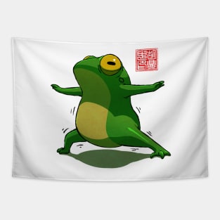 Yoga Frog Warrior One Pose Tapestry