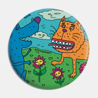 Cat and dog Pin