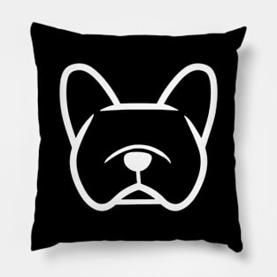 French Bulldog face in white - White Frenchie face - White French Bulldog silhouette sticker Pillow