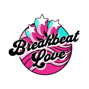 BREAKBEAT  - Love Waves Stars (Black/Pink/Blue) T-Shirt