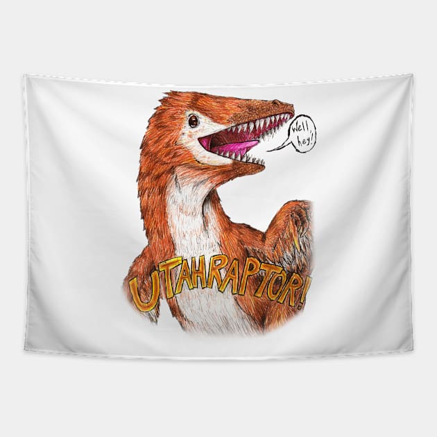 Utahraptor Tapestry by Fudepwee