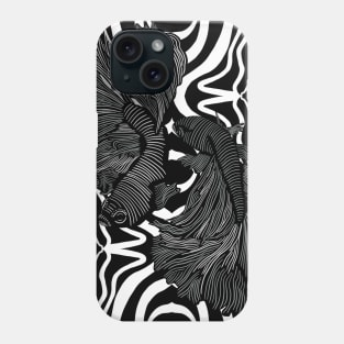 Two Betta Fish on Black and White Pattern Phone Case