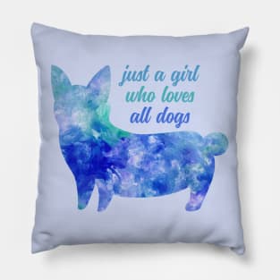 cute watercolour corgi just a girl who loves all dogs Pillow