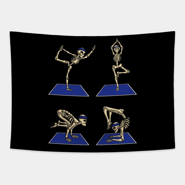 Skeleton Yoga Tapestry by underheaven