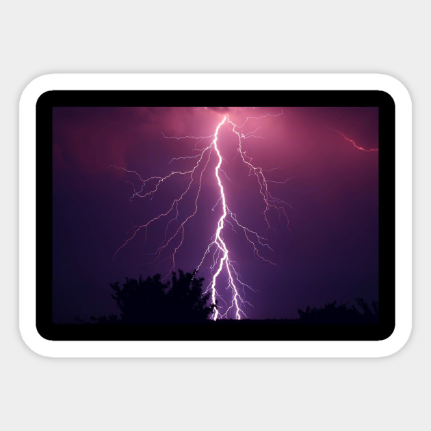 Lightning at Night - Lightning - Sticker