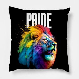 LGBTQ+ Gay Pride Month: Proud Lion on a Dark Background Pillow