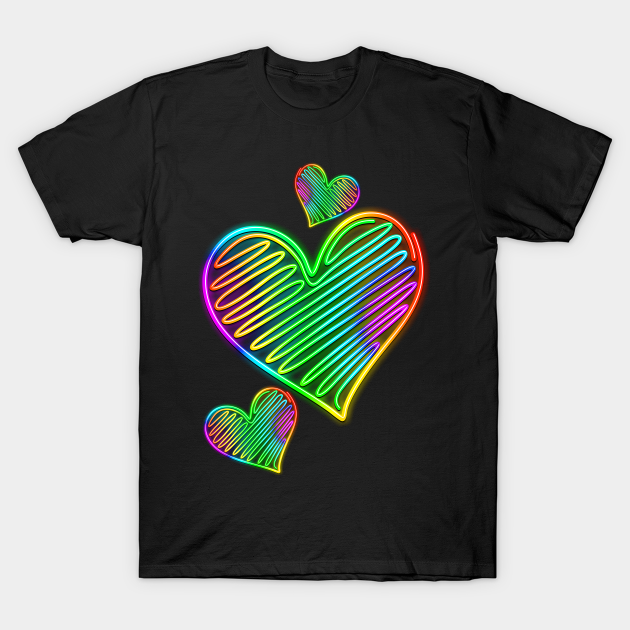 Heart Love Neon Rainbow Colors - Vibrant Heart - T-Shirt | TeePublic