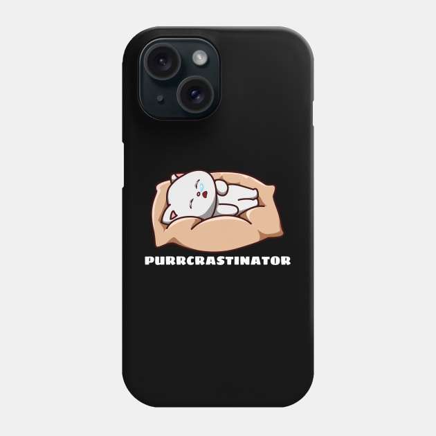 Purrcrastinator | Cute Procrastinator Pun Phone Case by Allthingspunny