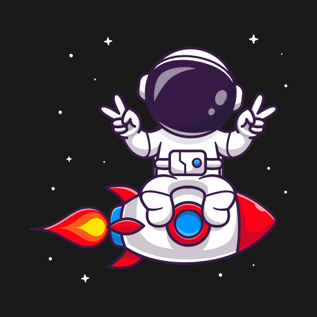 Cute Astronaut Riding Rocket Cartoon by Catalyst Labs