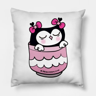 cute kawaii owl in the cup Pillow