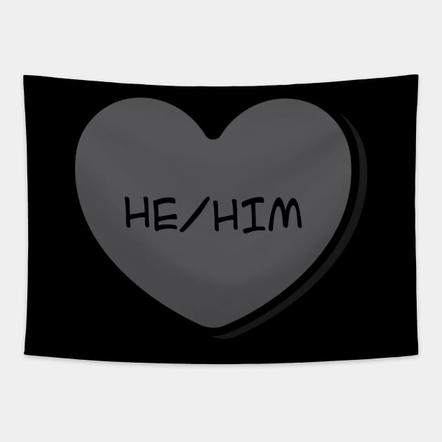 Pronoun He/Him Conversation Heart in Black Tapestry by Art Additive