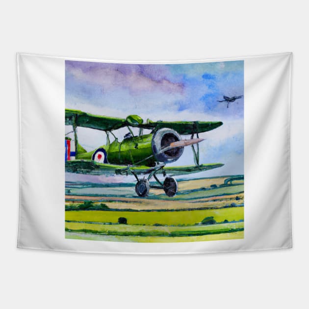 Abstract Biplane Watercolor Tapestry by Starbase79