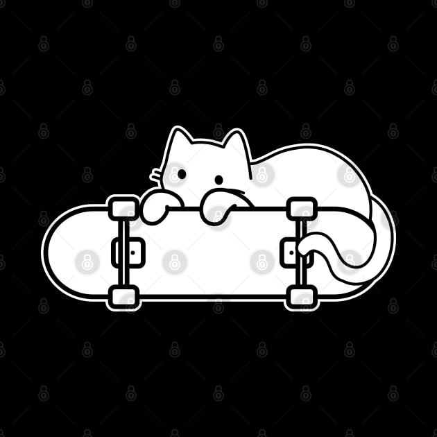 Cat and Skateboard Skateboarding Shy Cat outline by GlanceCat