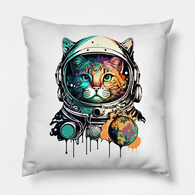 Cat space traveller Pillow by MaxDeSanje 