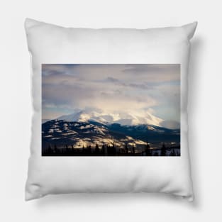 Winter mountain range landscape of Yukon Territory, Canada Pillow