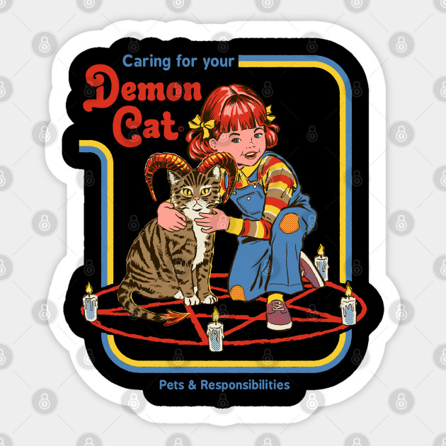 Caring For Your Demon Cat Cats Sticker Teepublic