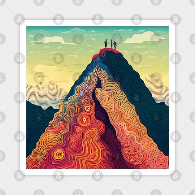 Highest Peak - Colorful Mountain Climbing Art Magnet by Davey's Designs