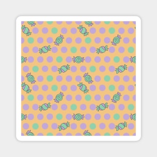 Polka Dots and Scattered Candy - Halloween Pattern - Pastel Colors Magnet