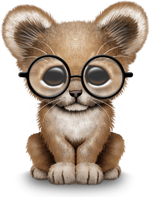 Cute Baby Lion Cub Wearing Glasses Kids T-Shirt by jeffbartels