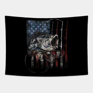 Fishing American Flag Vintage Usa Bass Fisherman Gift Tapestry